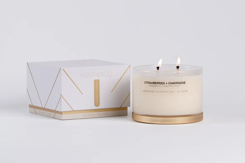 Strawberries + Champagne Gold Lid Soy Candle