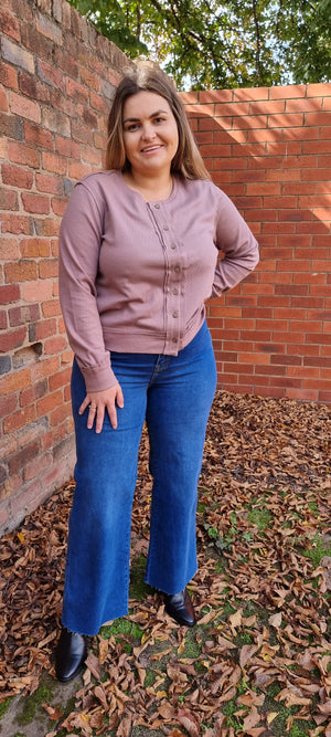 Button Through Cardigan - Dark Mushroom