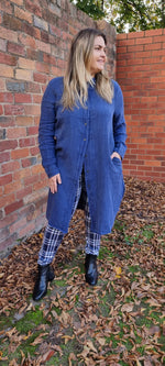 Long Sleeve Side Split Midi Shirt - Washed Blue