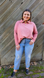 Half Zip Sweat - Dusty Pink
