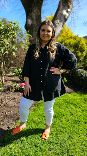 Hollie Linen Shirt - Black