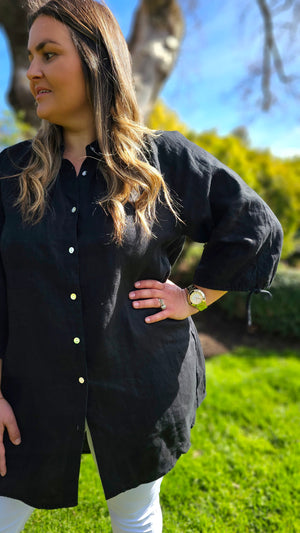 Hollie Linen Shirt - Black