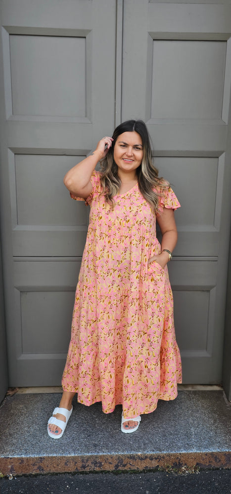 Darcy Tiered Maxi Dress - Pink/Wheat Floral