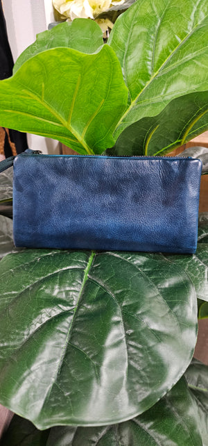 Soft Vintage Leather Wallet - Denim
