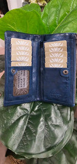 Soft Vintage Leather Wallet - Denim