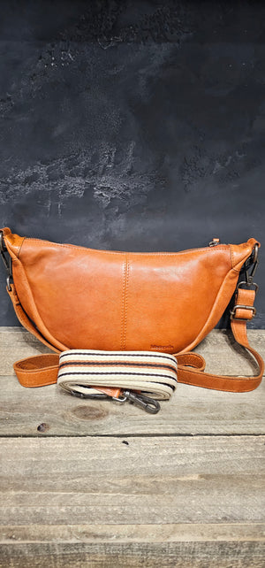 Soft Cow Leather Large Body Bag - Orange