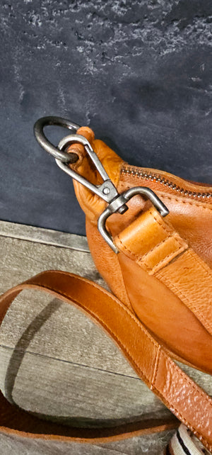 Soft Cow Leather Large Body Bag - Orange