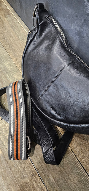 Soft Cow Leather Large Body Bag - Black