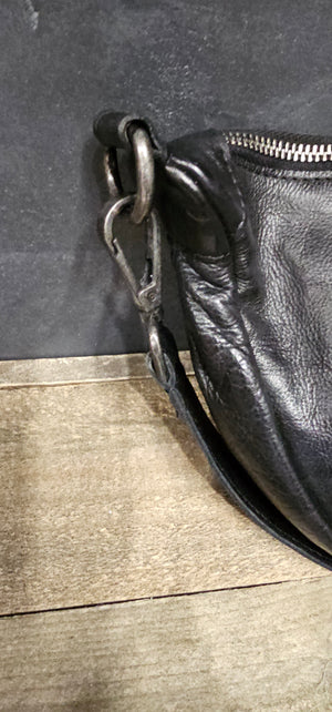 Soft Cow Leather Large Body Bag - Black
