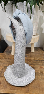 Sunday Hearts Knot Headband - Grey Denim
