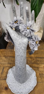 Sunday Hearts Embellished Flower Headband - Grey