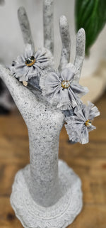 Sunday Hearts Embellished Flower Headband - Grey
