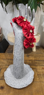 Sunday Hearts Embellished Flower Headband - Red