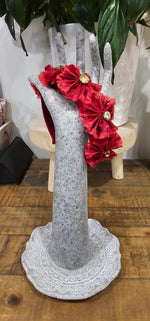 Sunday Hearts Embellished Flower Headband - Red