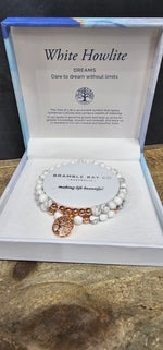 Tree Of Life Duo Bracelet Set - White Howlite/Rose Gold