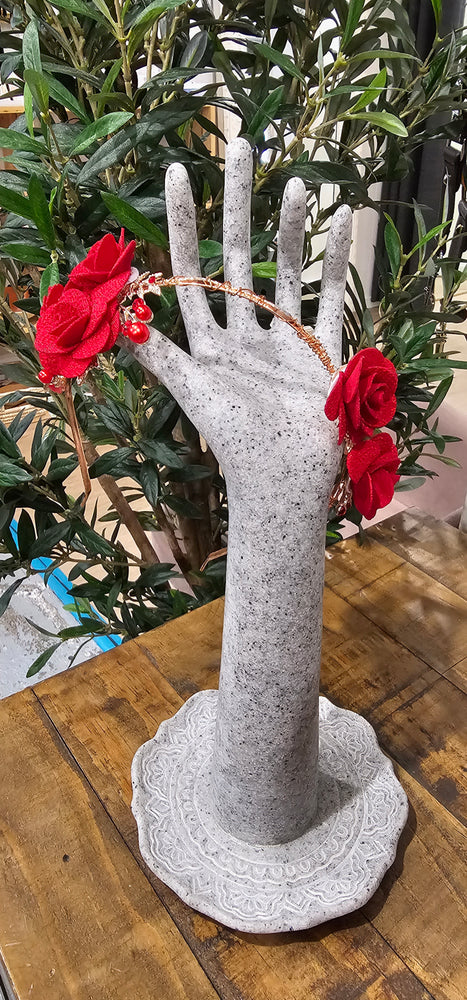 Red Floral Headband - Rose Gold