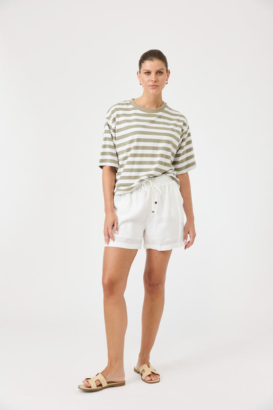 Studio Stripe TShirt- Stone