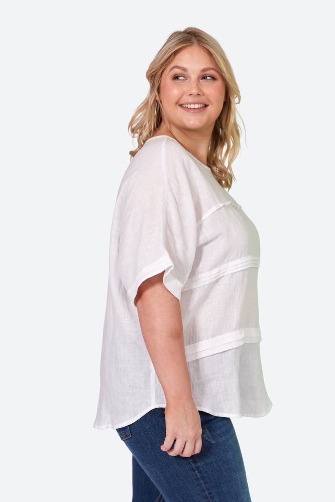 La Vie Pintuck Top - Blanc