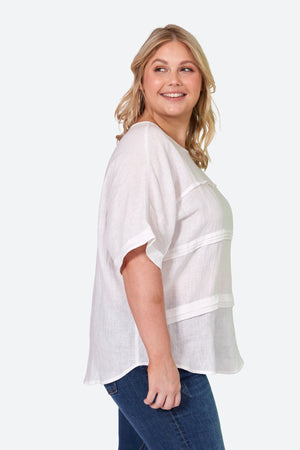 La Vie Pintuck Top - Blanc