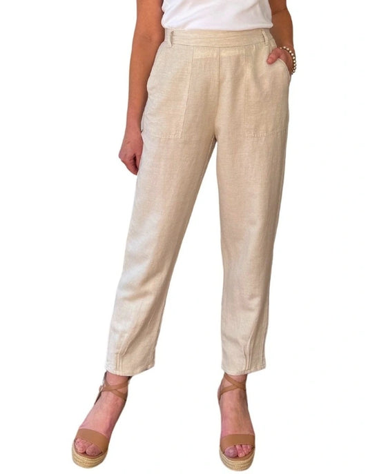 Lino Tapered Pant- Natural