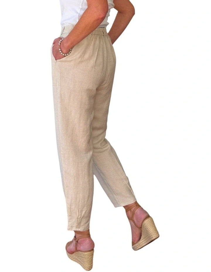Lino Tapered Pant- Natural