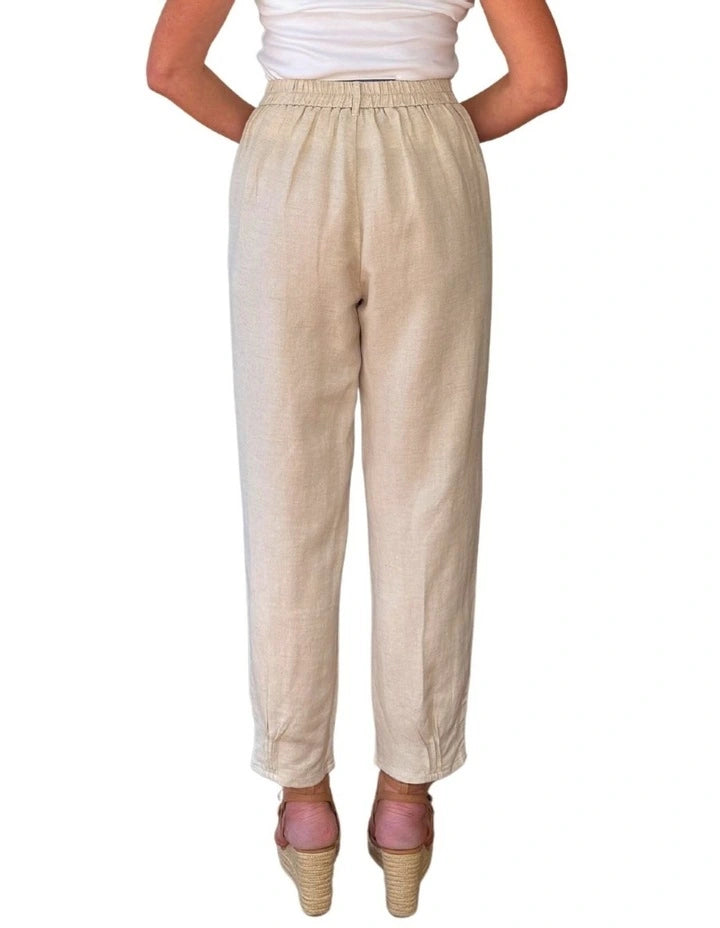 Lino Tapered Pant- Natural