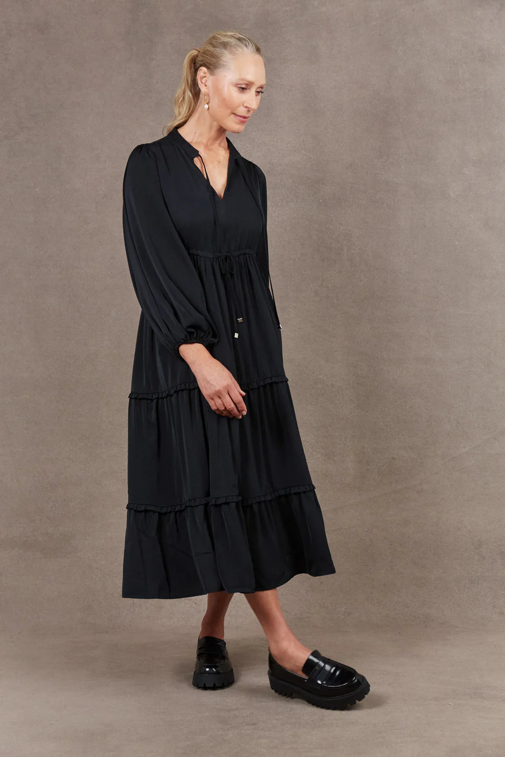 Mayan Tiered Maxi Dress - Ebony