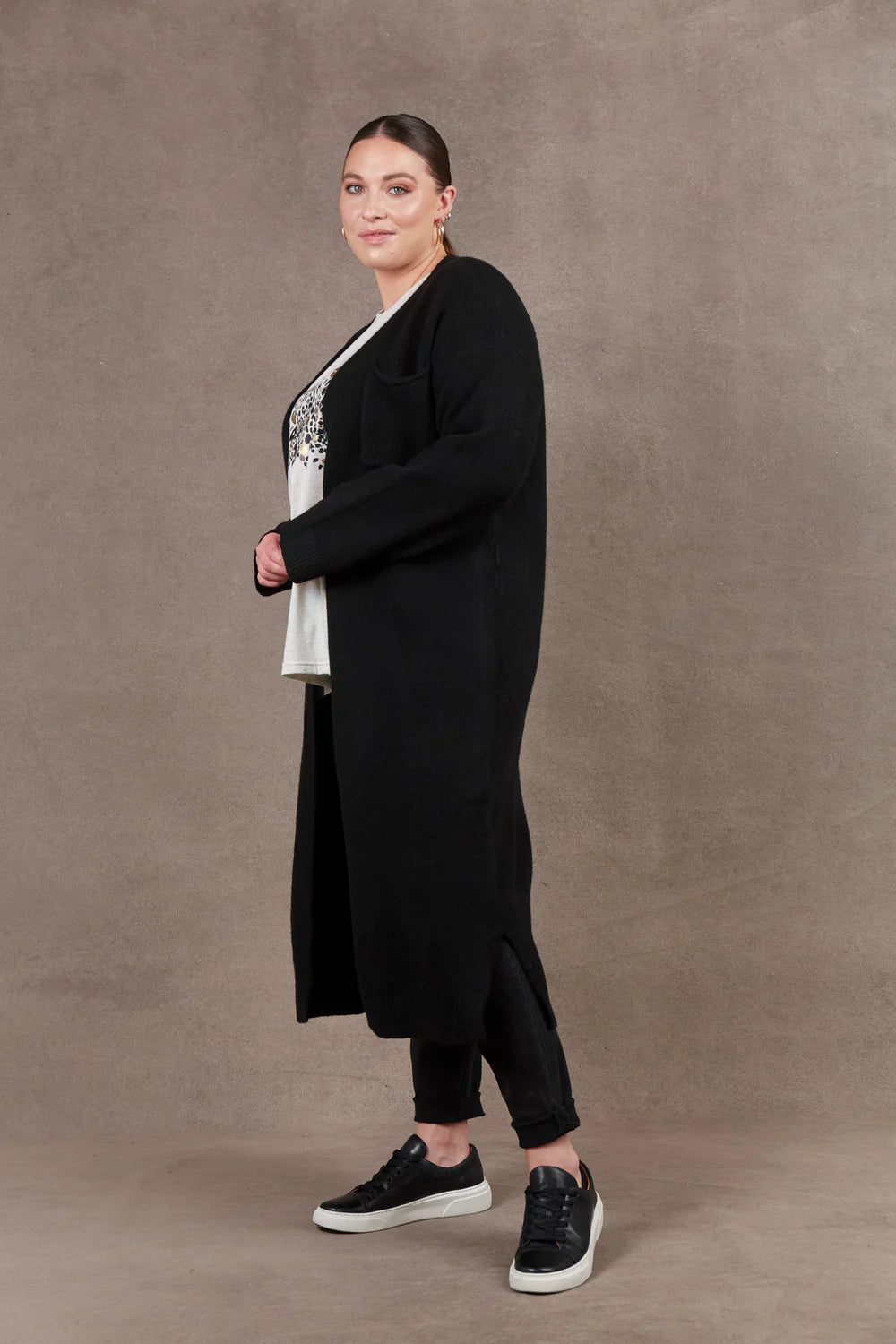 Paarl Long Line Cardigan - Ebony