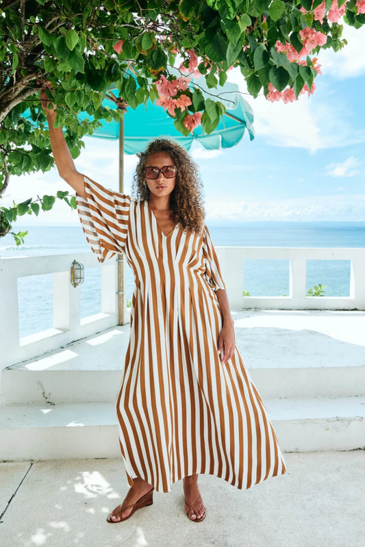 Treville Stripe Maxi Dress - Caramel
