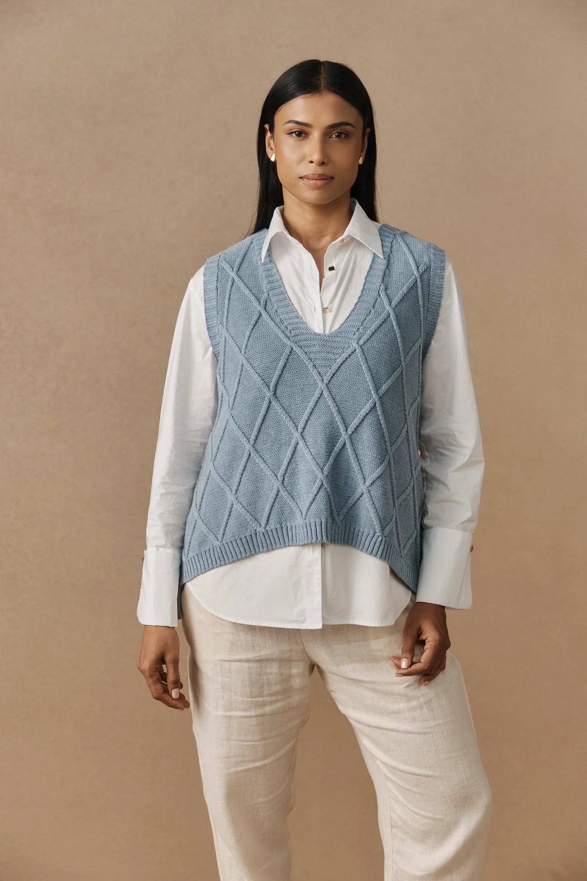 Liora Knit Vest- Lake