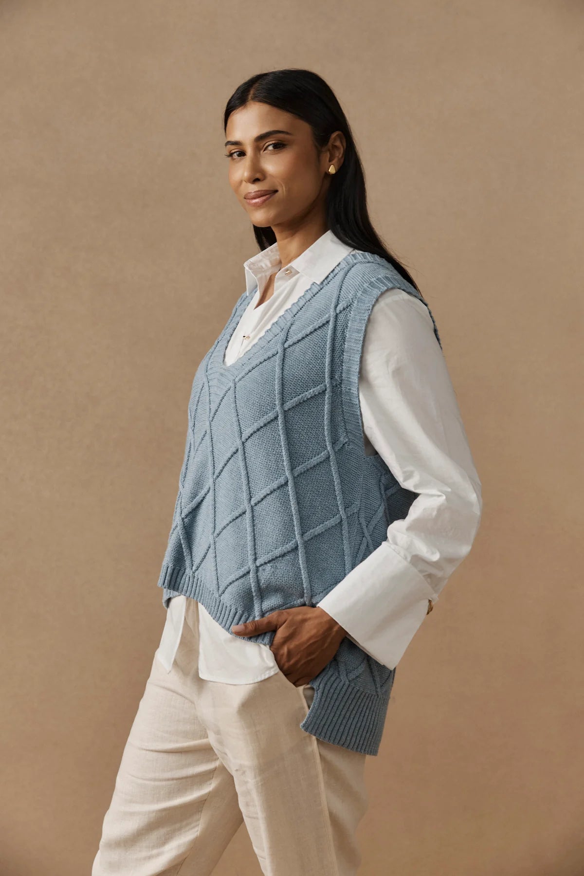 Liora Knit Vest- Lake