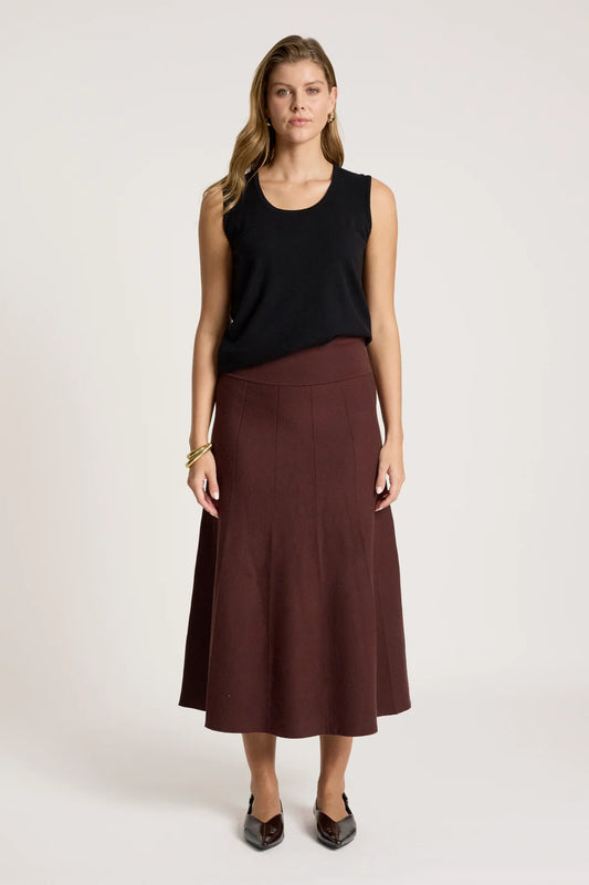 Zala Knit Skirt- Mahogany