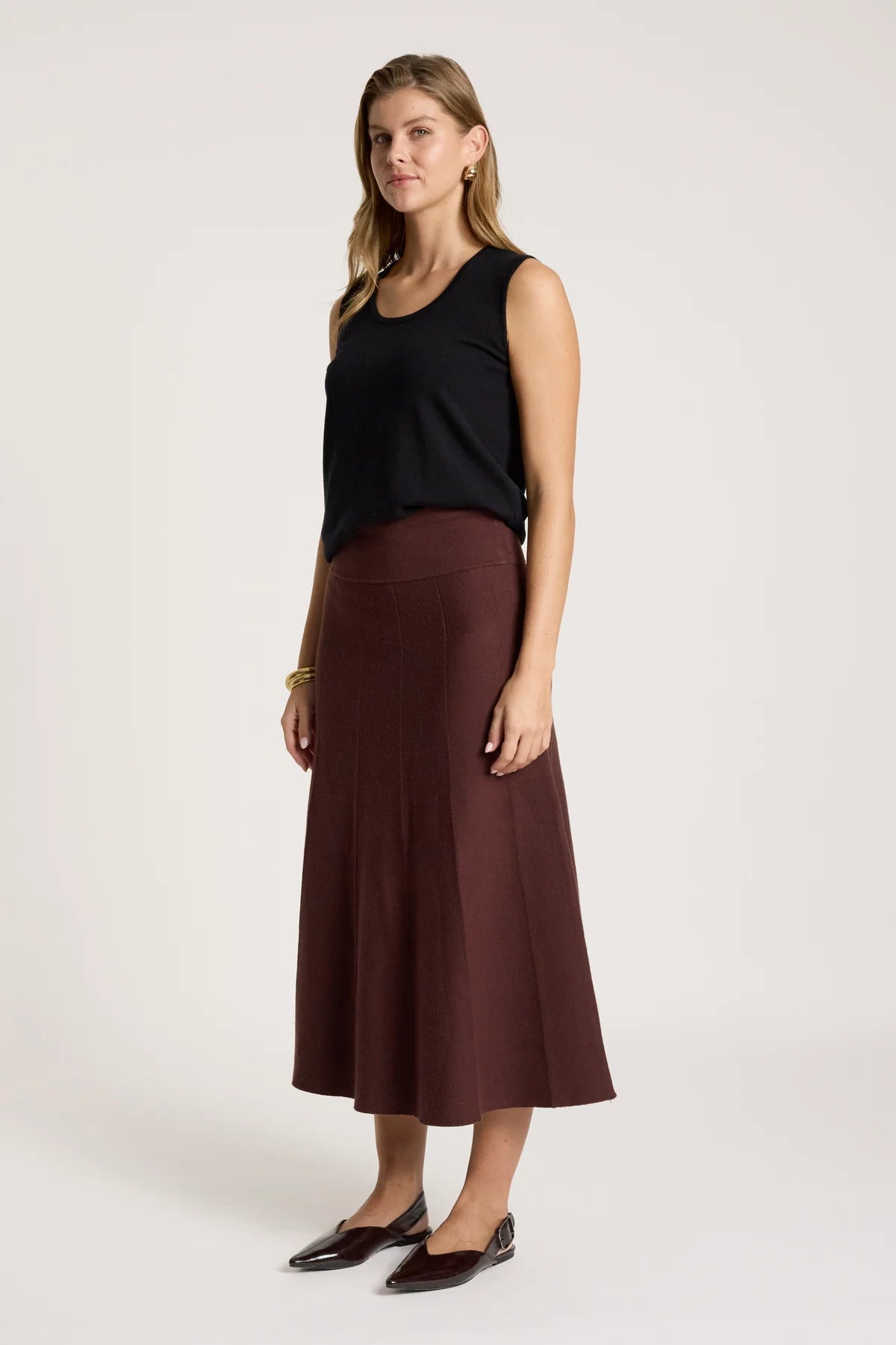 Zala Knit Skirt- Mahogany