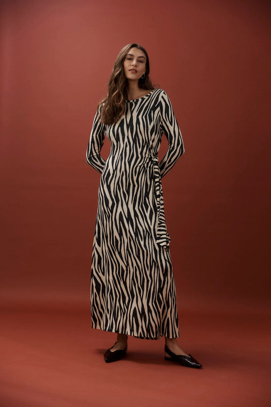 Aria Tie Maxi Dress- Savanna
