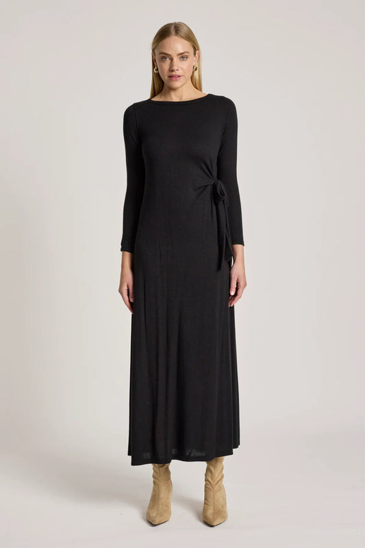 Aria Tie Maxi Dress- Black
