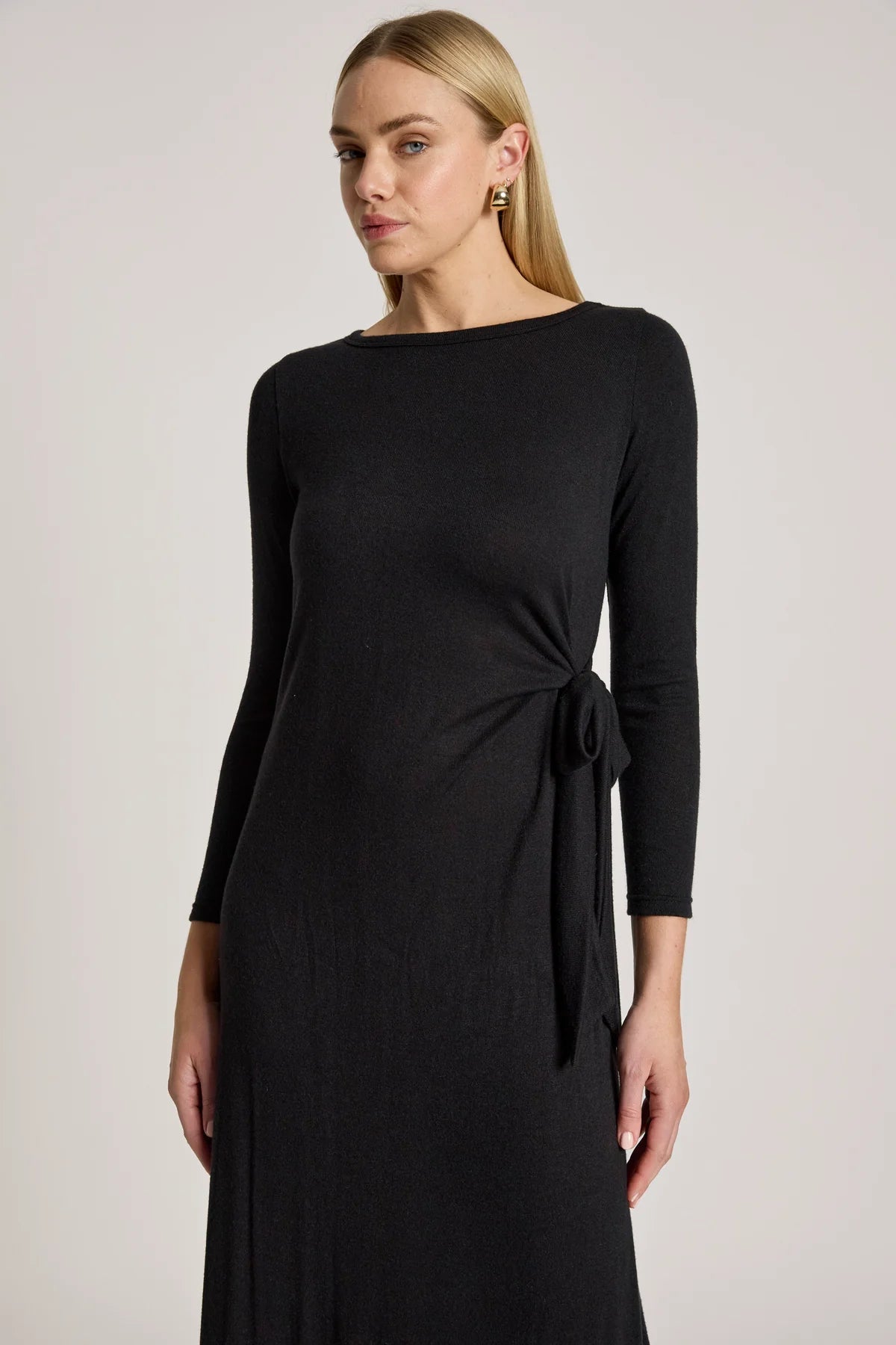 Aria Tie Maxi Dress- Black
