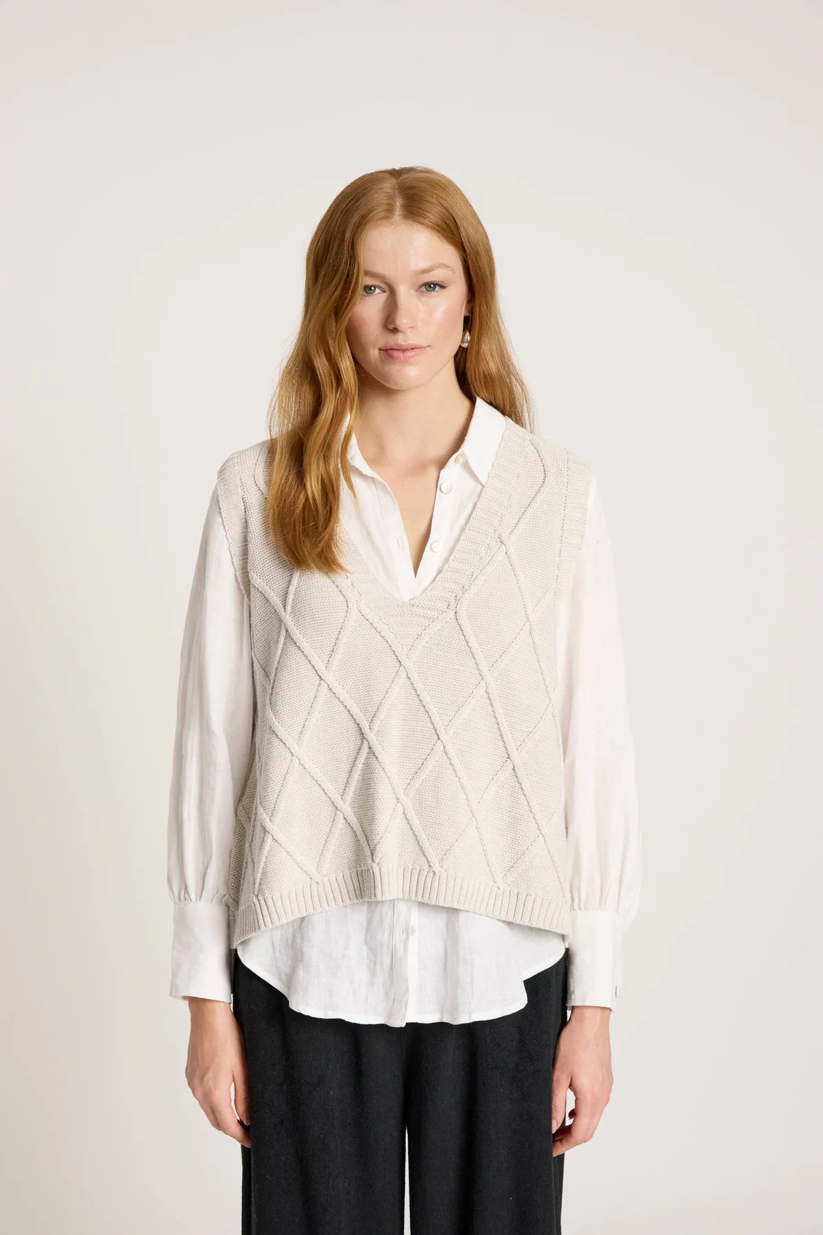 Liora Knit Vest- Bisque