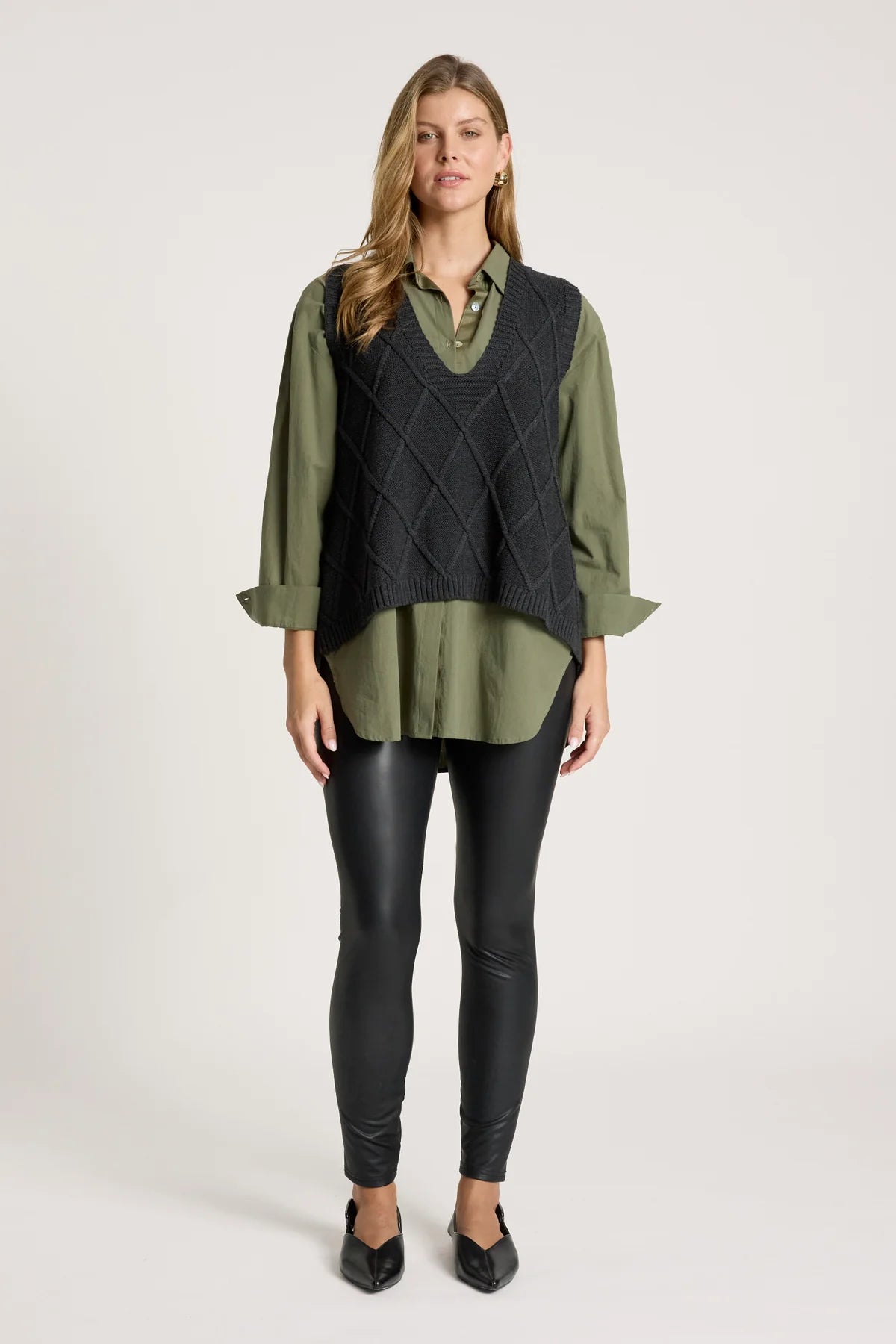 Liora Knit Vest- Charcoal