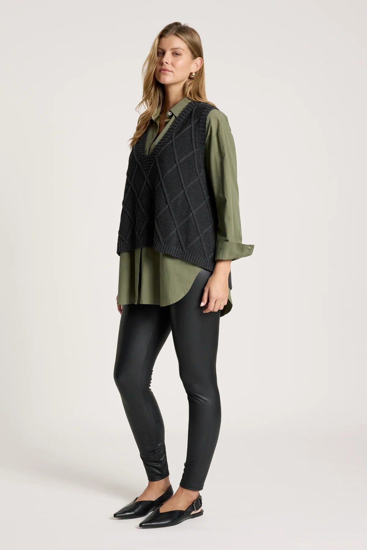 Liora Knit Vest- Charcoal