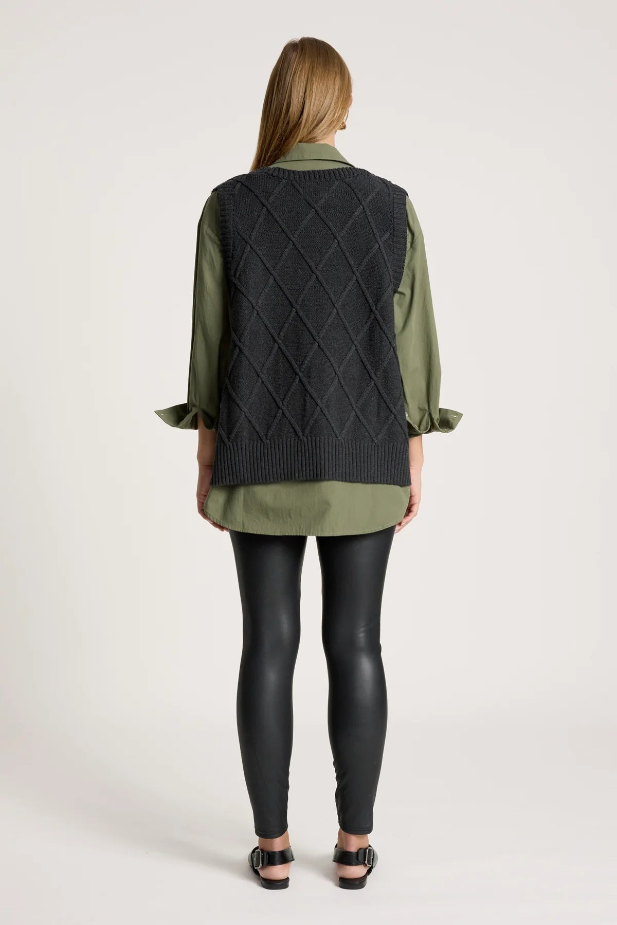 Liora Knit Vest- Charcoal