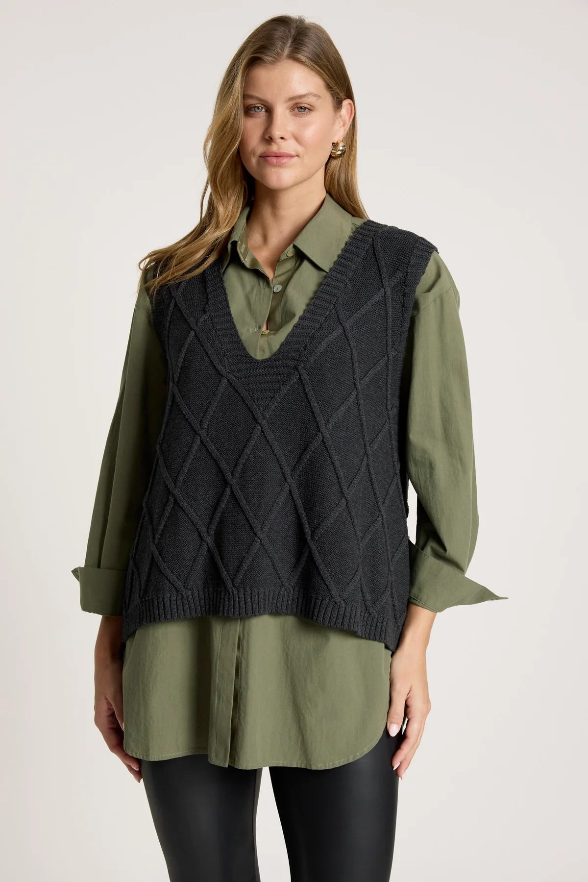 Liora Knit Vest- Charcoal