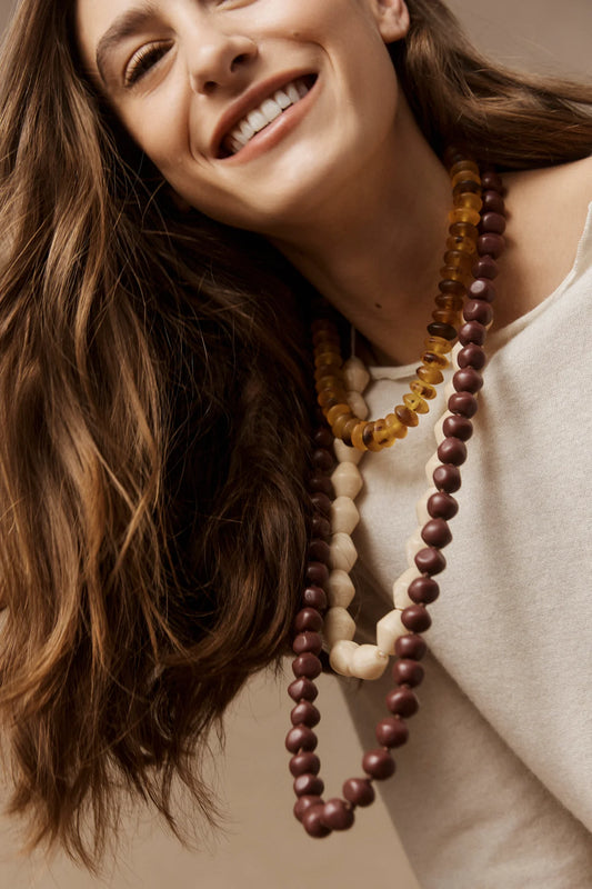 Maasai Long Necklace - Mahogany