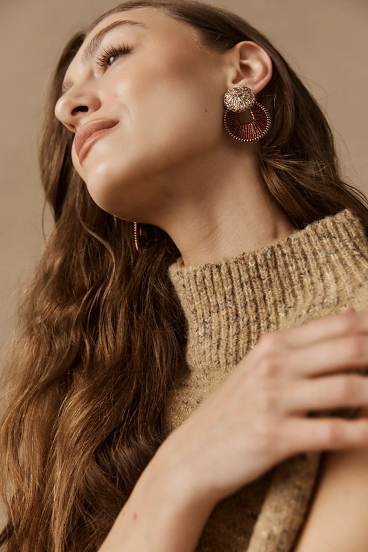 Berber Woven Earring - Gold Flora