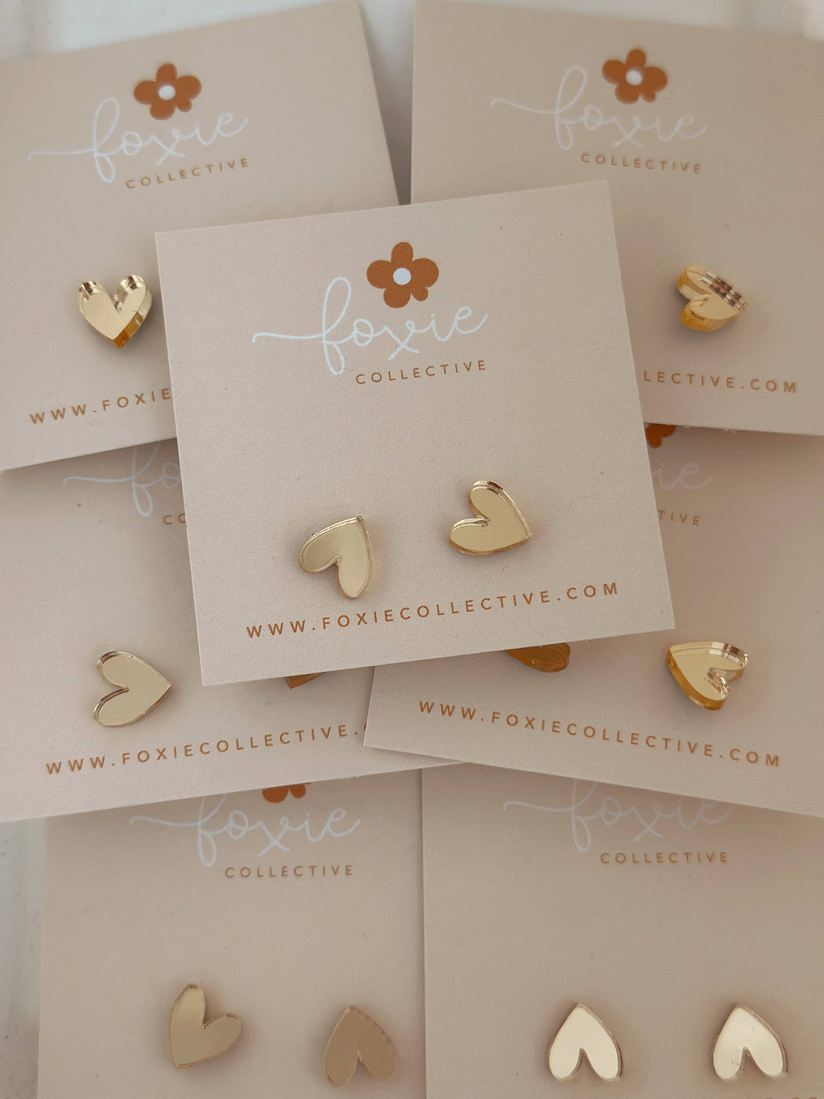 Heart Studs | Gold Mirror
