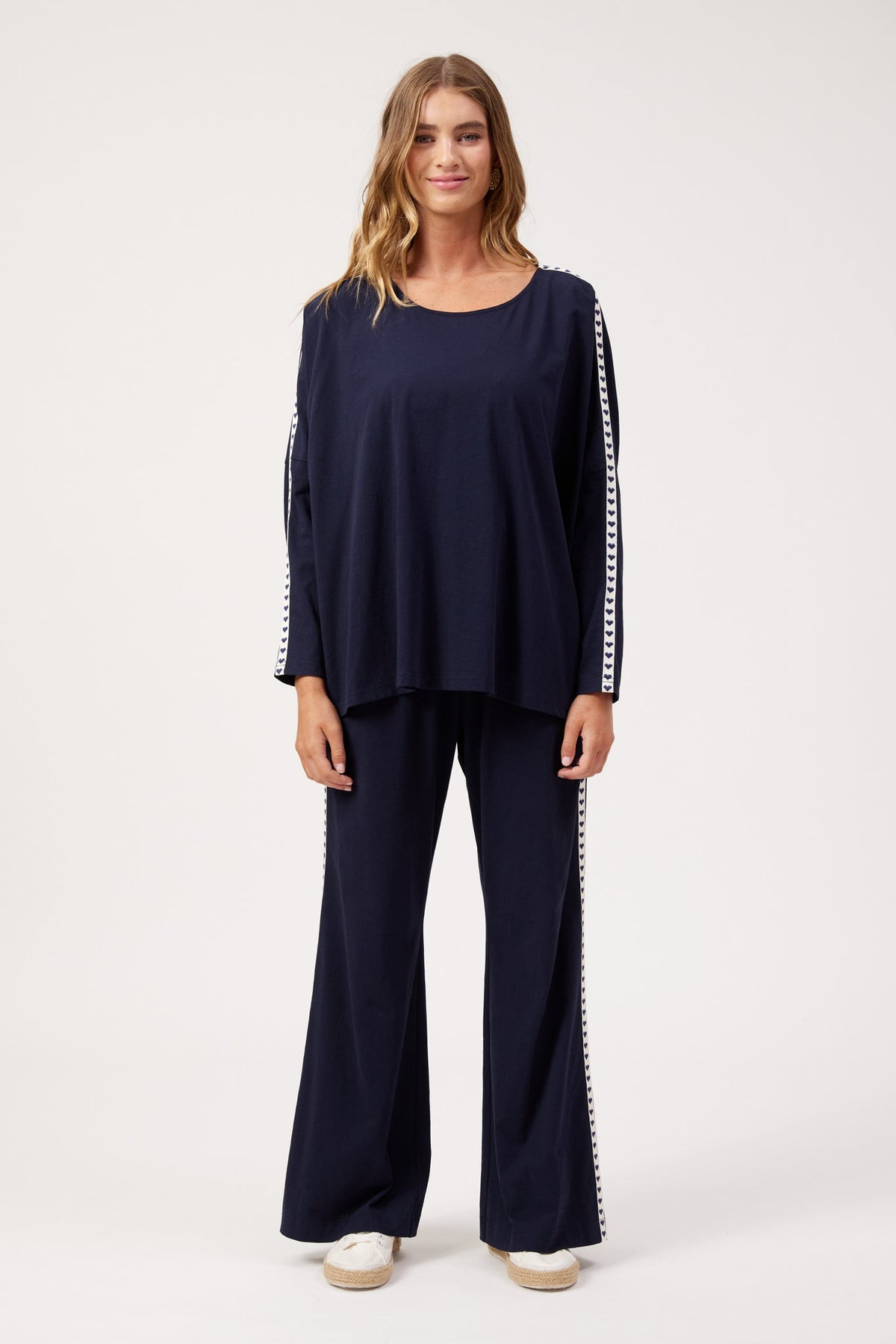 Elba Heart Long Sleeve - Navy