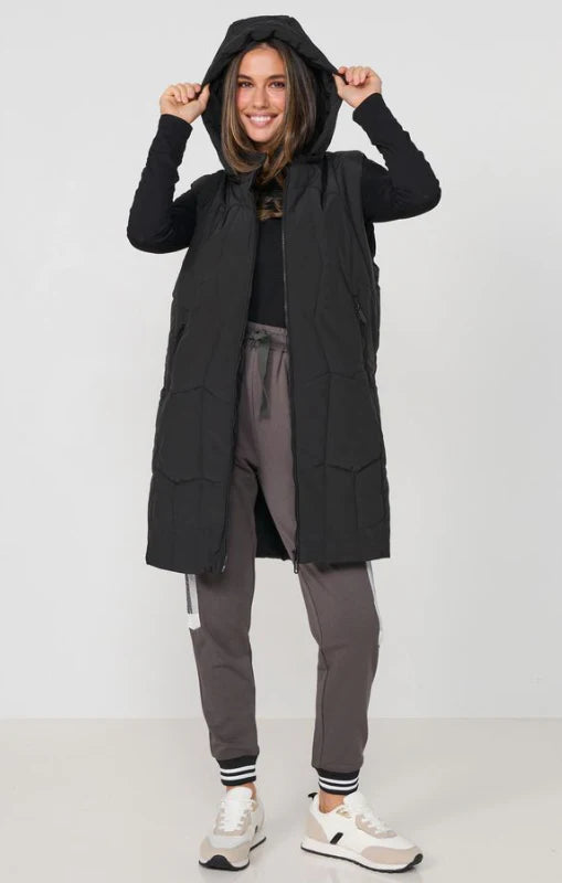 Geometric Puffer Vest- Black