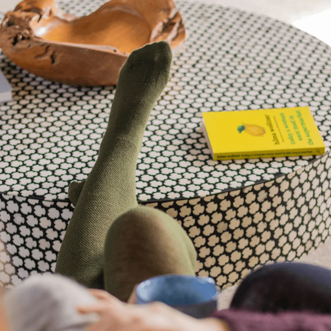 Textured Knit Tights-  Moss