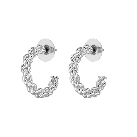 Allure Knitted Hoop Earing - Silver