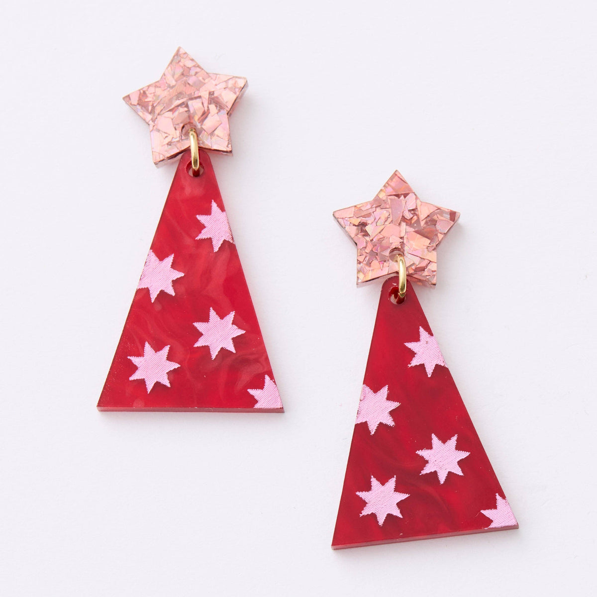 Christmas Tree Earrings - Red