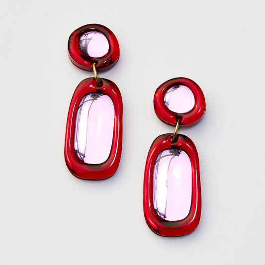 Jelly Drop Earrings- Burgandy/Violet